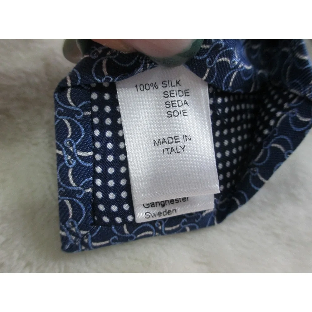 NEW ETON Neck Tie Mens Blue Geometric Silk Made In Italy Casual 12